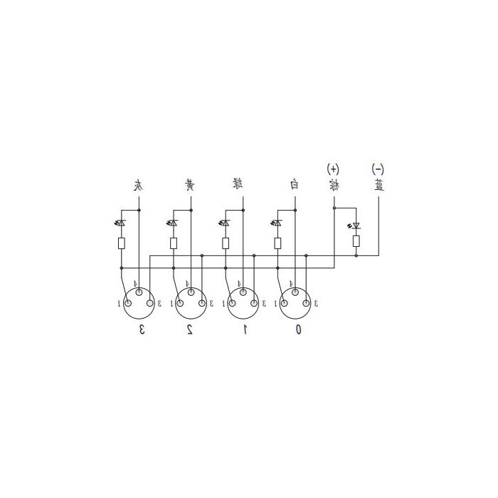 M8分线盒、单通道、NPN、4端口一体式、带LED、PUR柔性电缆、黑色护套、23N401-XXX